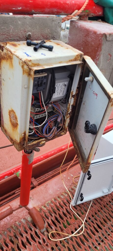 Inside of a rust enclosure that will be refitted to a new cabinet.